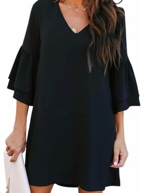 Classic Black V-Neck Women’s Dress